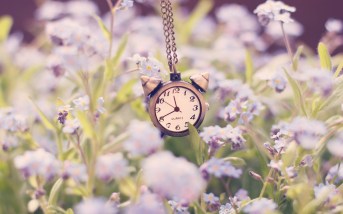 clock-alarm-chain-flowers-nature